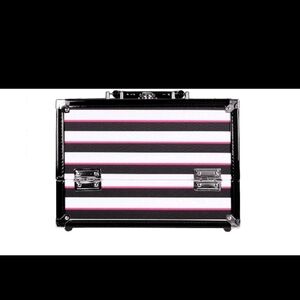 Caboodles Striped Cosmetic Case in Black, White & Pink